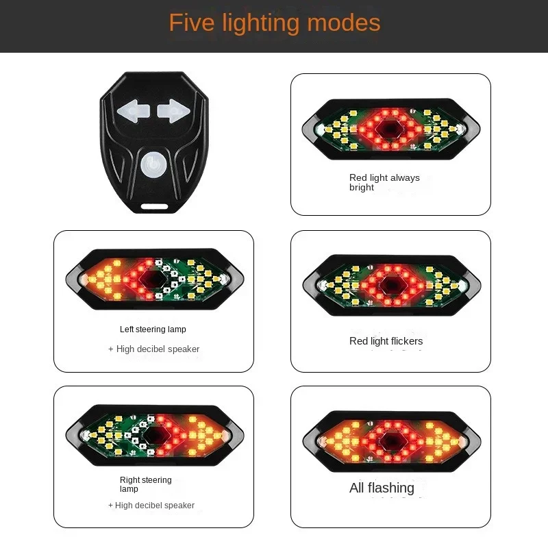 Lámpara trasera inteligente para bicicleta, luces de señal de giro remotas inalámbricas, luz trasera LED para bicicleta de montaña, instalación fácil, Dirección de scooter eléctrico