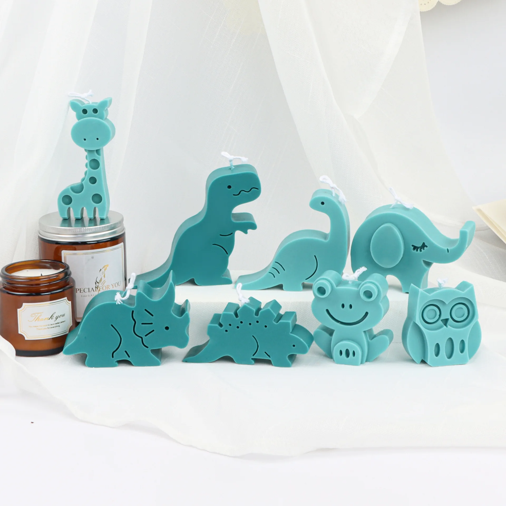 Dinosaur Shape Silicone Mould Epoxy DIY Tabletop Decoration Clay Plaster Chocolate Mould 3D Animal Series Candle Silicone Mold