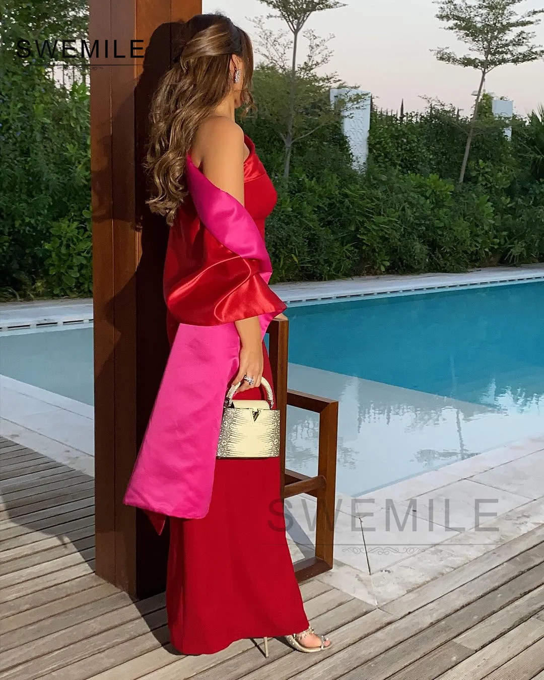 Elegant Party Dresses For Women One-Shoulder Ankle-Length Prom Dress Cap Straps Long Sleeves Split Prom Dress Women Long Dresses