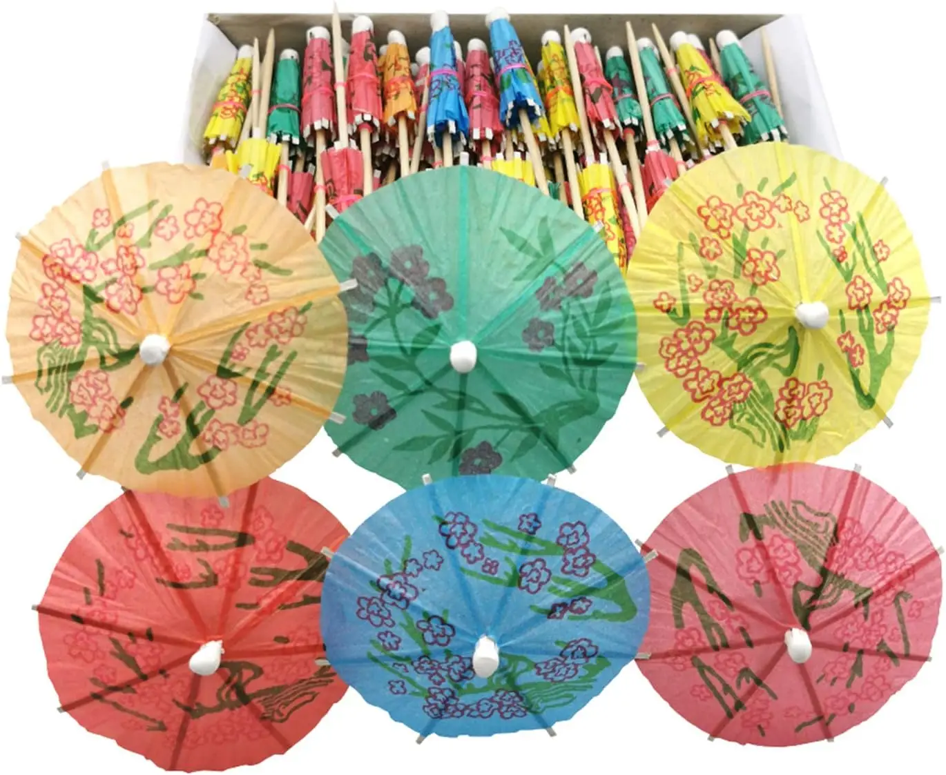 

Umbrella Parasol Picks 4 Inch Pack 144 Assorted Colors,Drink Umbrella Toothpicks for Drink&Food, Decorative toothpicks for P