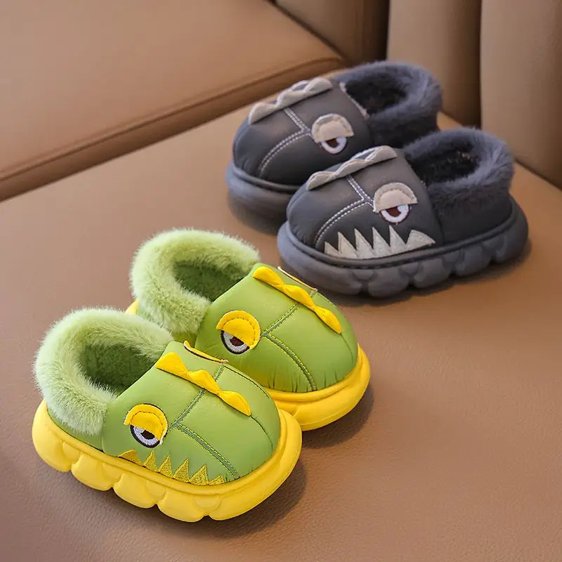 

Kids Winter Warm Plush Slippers Non Slip Indoor House Shoes for Boys Girls Cute Animal Design Toddler Home Slippers