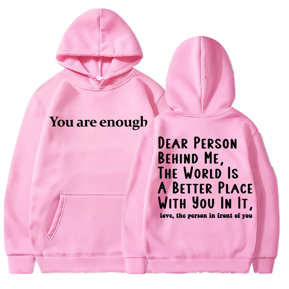 Du bist genug, lieber Mensch hinter mir – Kapuzenpullover für Männer und Frauen, Motiv: psychische Gesundheit, langärmelig, aus Fleece, warm, Oversize, lässiger Pullover. – Detail 9