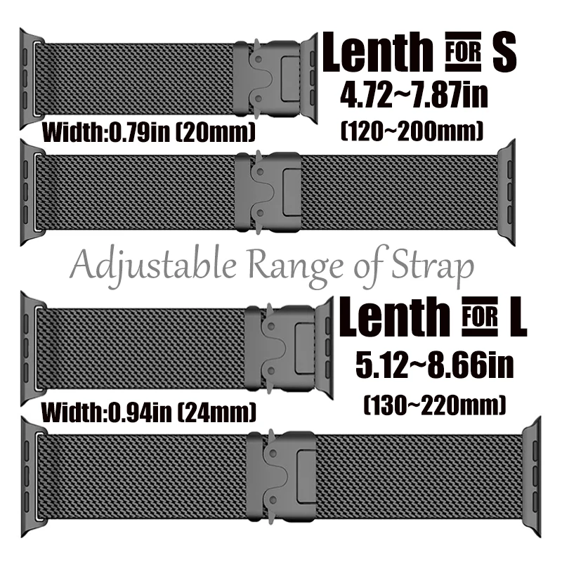 Metal Loop for Apple Watch Straps 42mm-46mm-SE-10 44mm 45mm 38/40/41mm Titanium Bracelet iWatch serie 9 8 7 6 5 4 3 Ultra 2 49mm