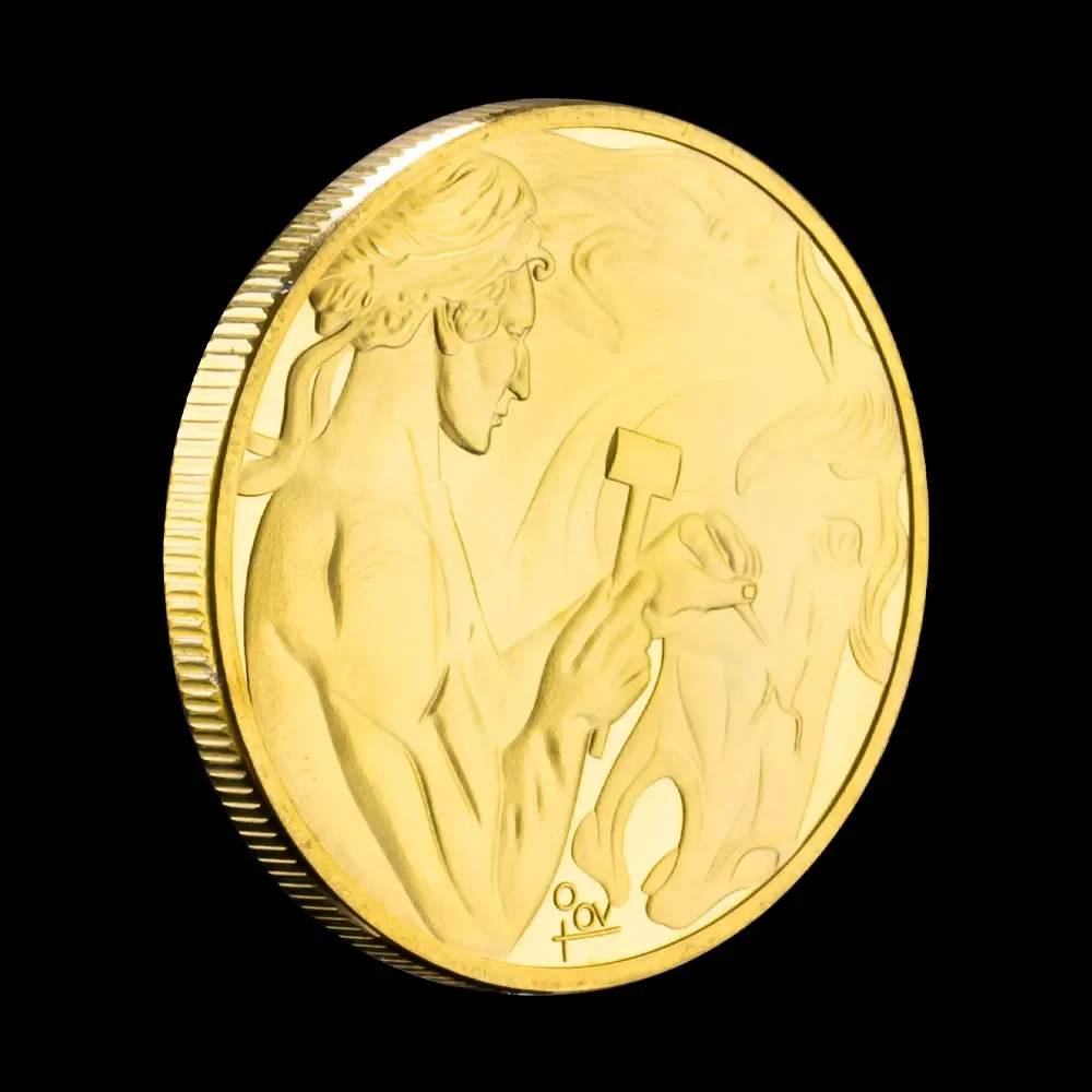 Greek Mythology Pegasus Golden Plated Souvenir Coins Basso-relievo Collection Coin Collectible Gift Home Decor