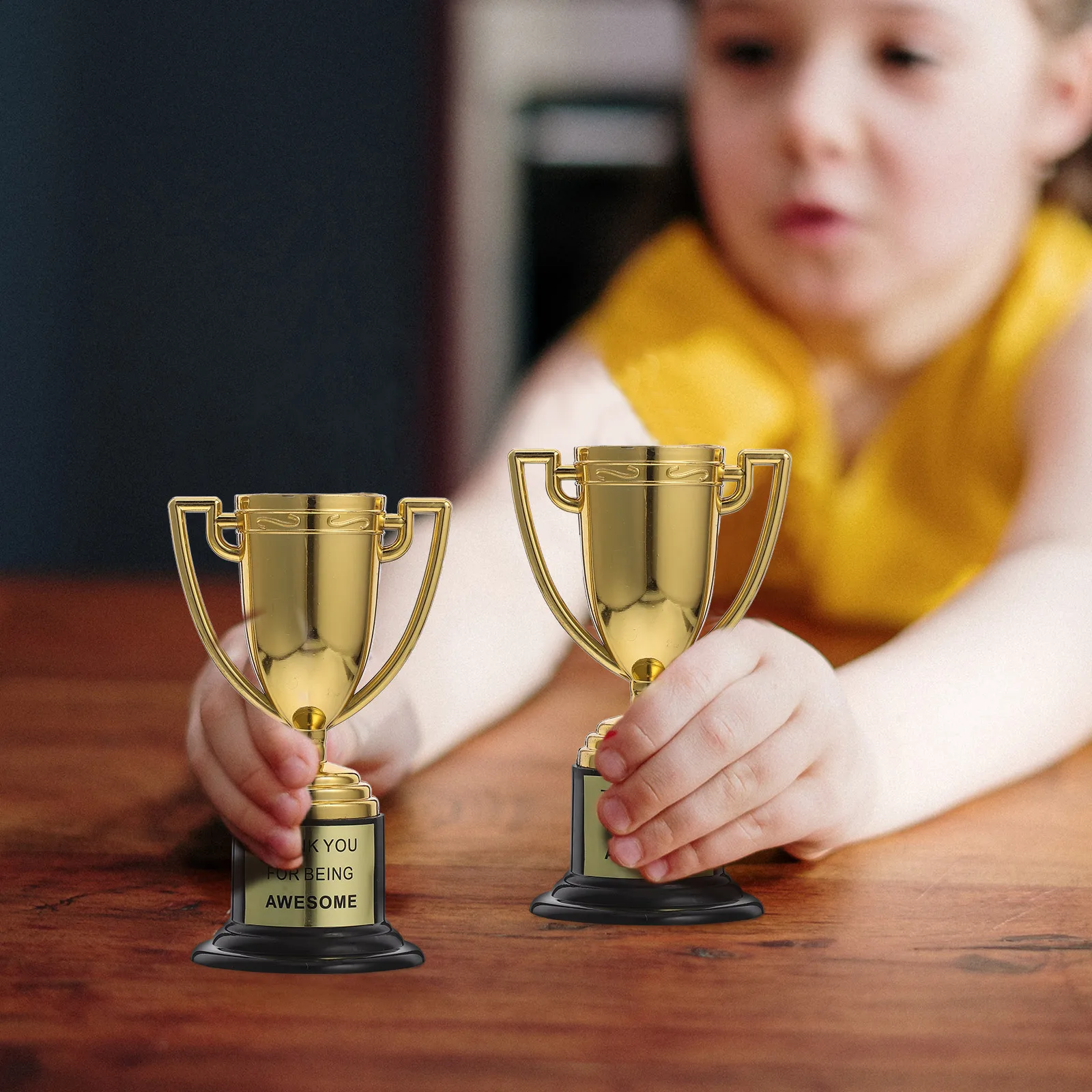 

6Pcs Mini Gold Trophies Plastic Sports Competition Awards Party Favors Compact Lightweight Design School Event Honors