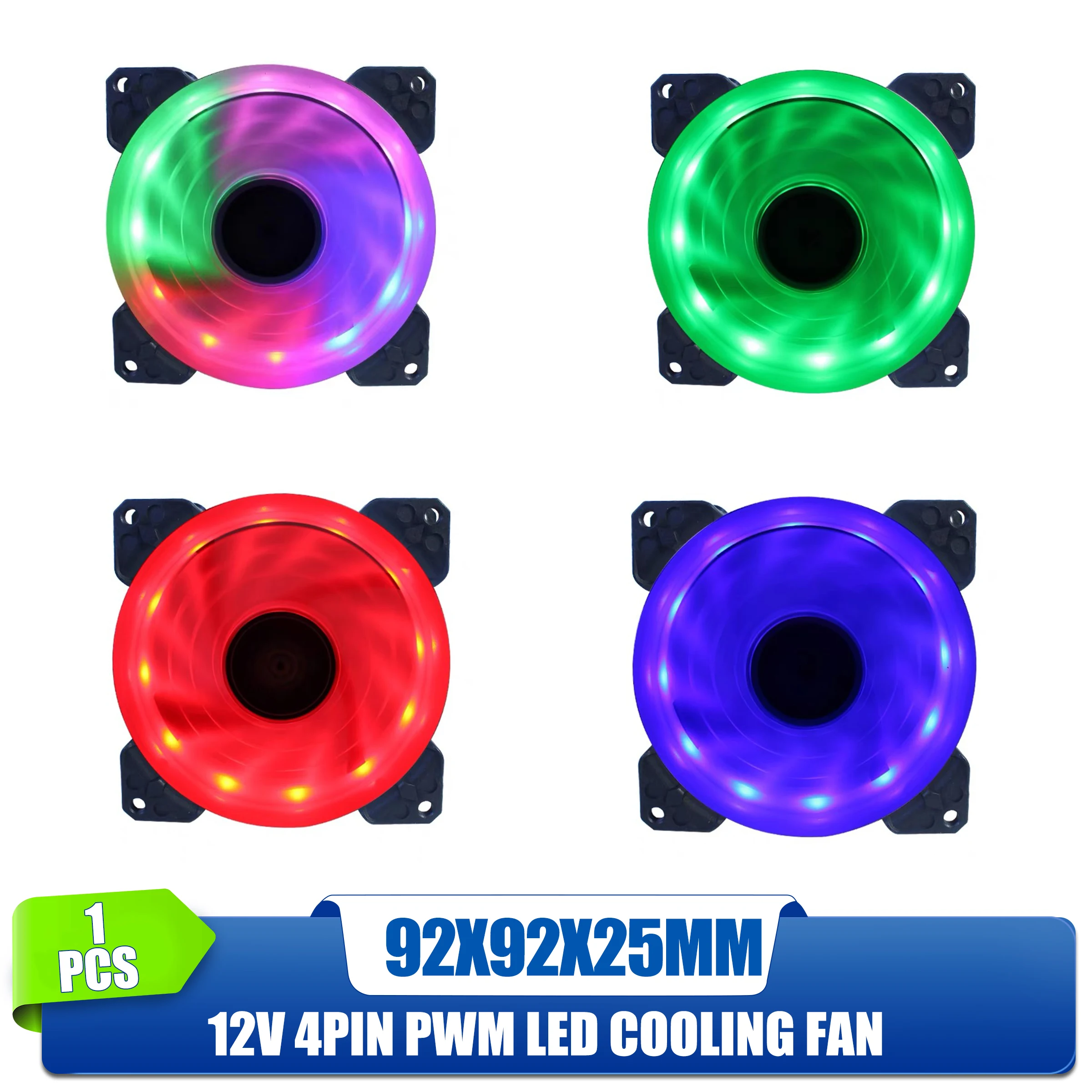 9cm 92mm LED Fan 90mm 4PIN PC Desktop Computer Case Cooling Cooler Fan 12V 9225 92x92x25mm GPU CPU Cooler Double Halo Light