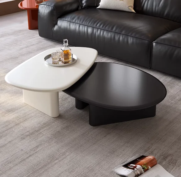 xx-New Italian Light Luxury Coffee Table Set, Irregular Coffee Table Side Table for Small Living Room Home Use&