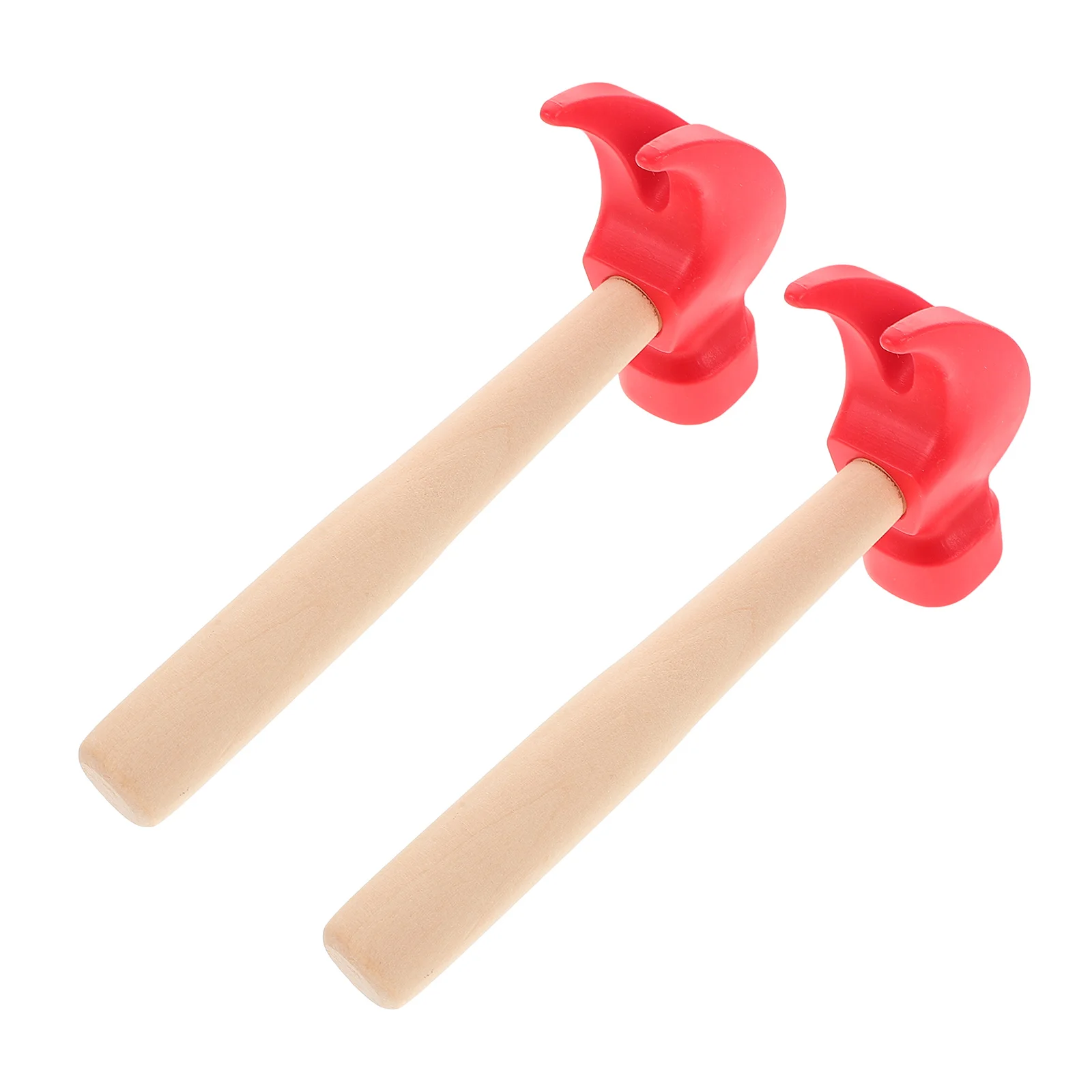 2Pcs Red Wood Hammer Toy Simulation Maintenance Tools Lightweight Natural Finish Promotes Dexterity Hand Eye