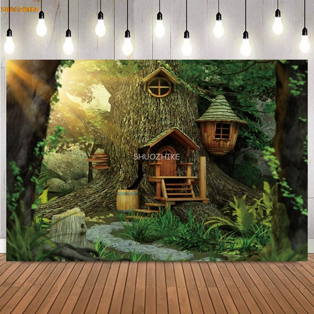 Wonderland Mushroom Baby Shower Backdrops Photography Newborn Birthday Party Decor Photo Photographic Dream Forest Background