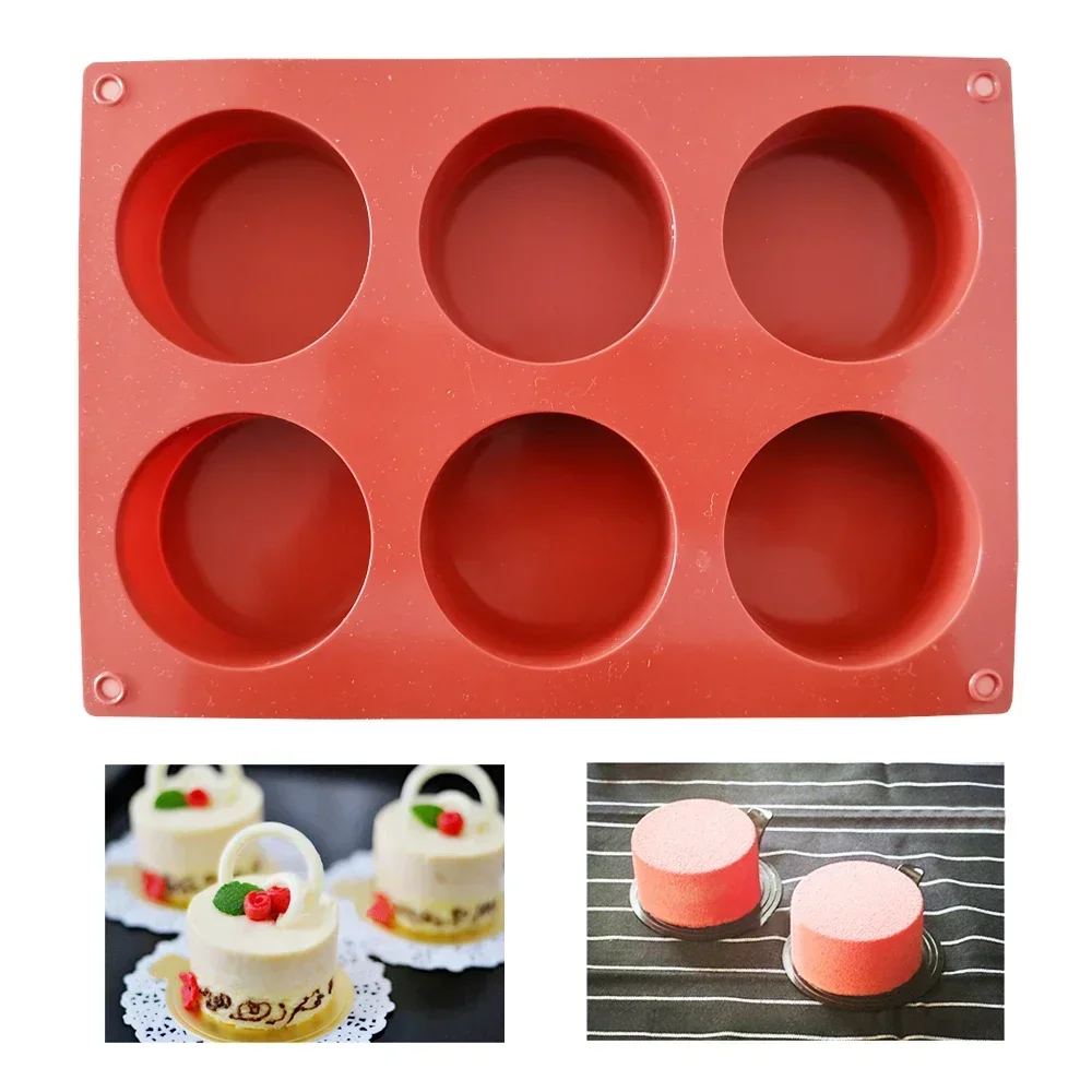 New 6 Cavity Cylinder Silicone Cake Mold For Cookies Making 3D Handmade Kitchen Reuse Baking Tools Decorating Mousse Mould