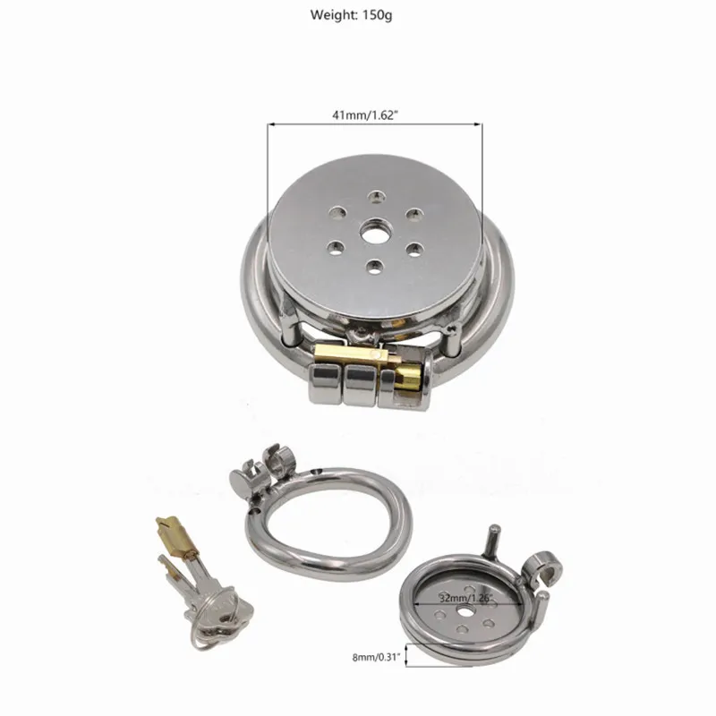 Male Chastity Device Flat Round Hole Metal Chastity Lock,Cock Cage,Urethra Catheter,Penis Ring,Bondage Belt Sex Toys For Men Gay