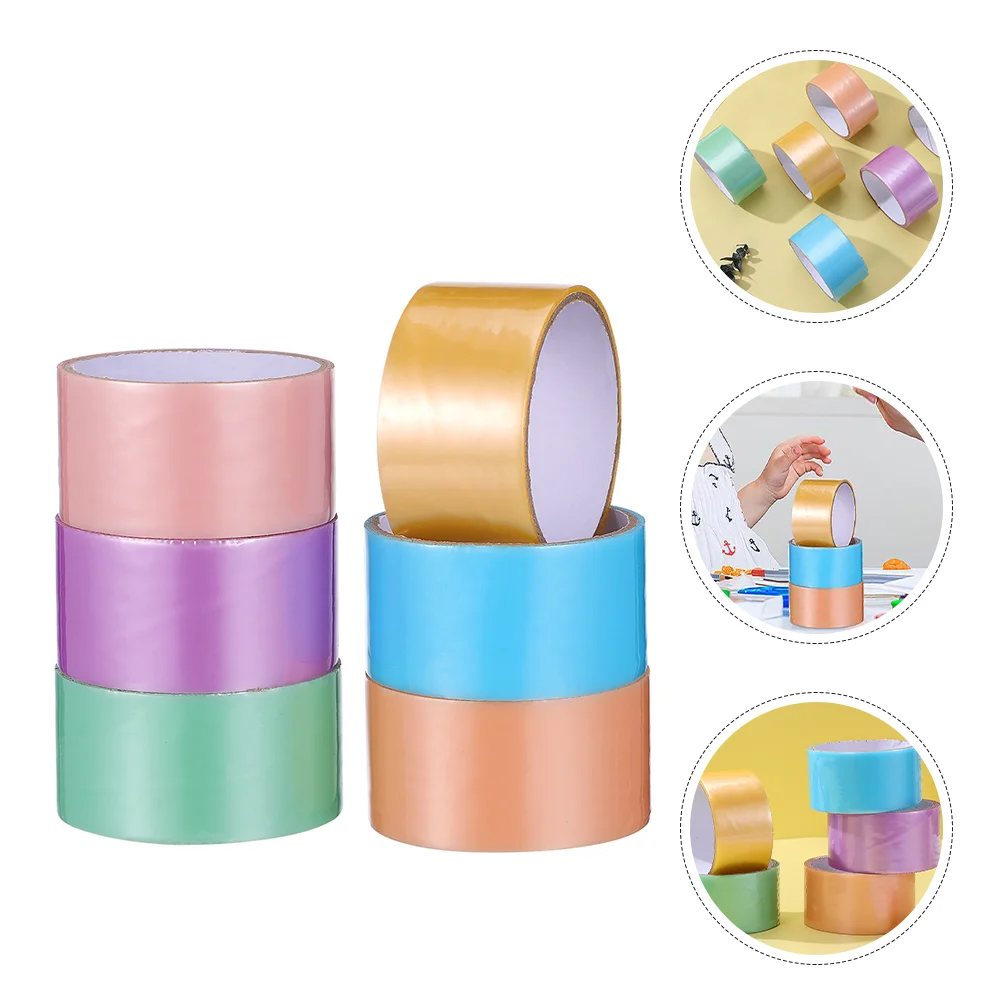 6 ม้วน DIY Sticky Ball เทป Bright สีกาวม้วนสําหรับเด็กโครงการหัตถกรรมอุปกรณ์ตกแต่งหัตถกรรมเหมาะสําหรับ M