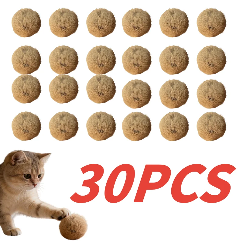 Katzenspielzeug Kaninchenfell-Ball 6/12/30 Stück Katzen-Teaser-Stab Duft-Angereicherung Scherzartikel Katzenspielzeug zur Stimulierung Trick-Spiel Übungsspielzeug