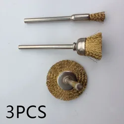 3pcs Professional Copper Wire Wheel Cup Brushes Bits Set Rust Paint Remover For Rotary Grinder Power Tool Accessories