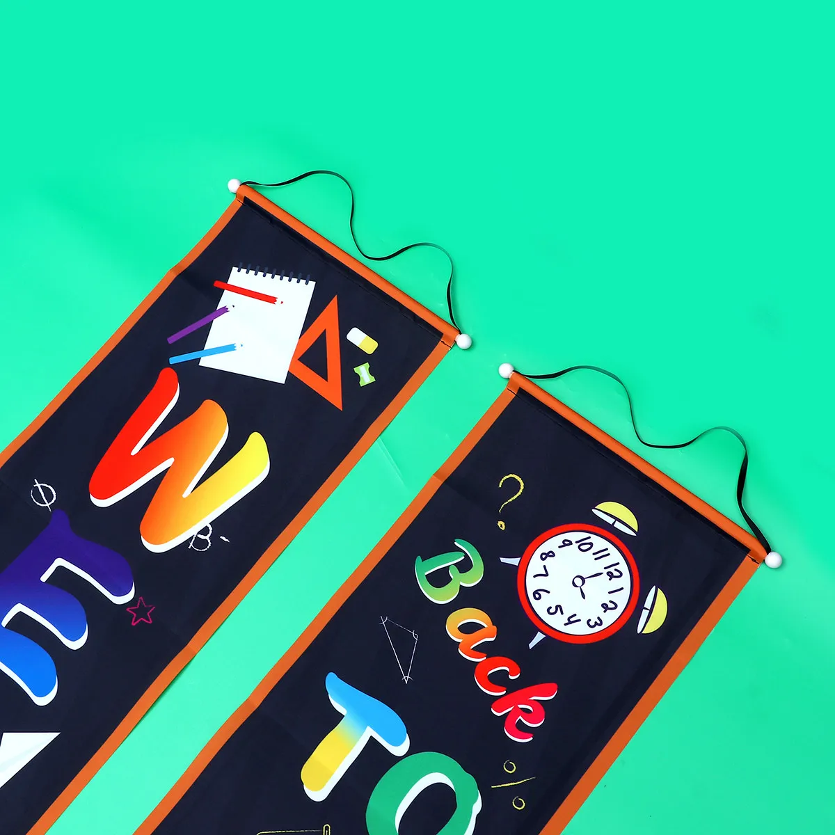 1Pair Back to School Door Curtain Welcome Couplet Flag Oxford Cloth Material Festive Wall Hanging for School Party Window Tree