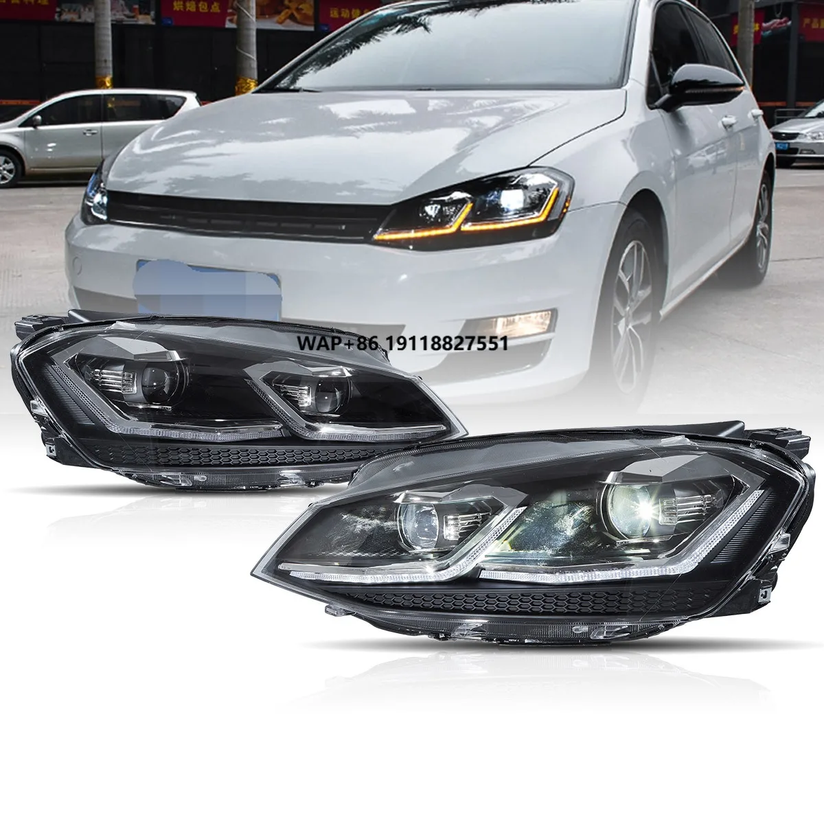 

VLAND Full LED Golf 7.5 Style Headlight Lamp Car Head Light Assembly 2013-2017 2018 for Volkwagen Golf Mk7 Golf 7