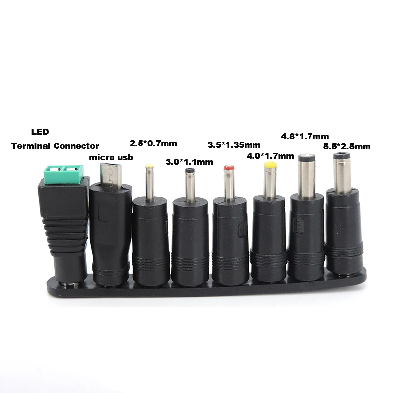 Universal 5.5x2.5mm 4.0x1.7 3.5x1.35mm 4.8x1.7mm DC male female terminal AC Power Adapter 8 Tips Connector for PC Laptop Plug R