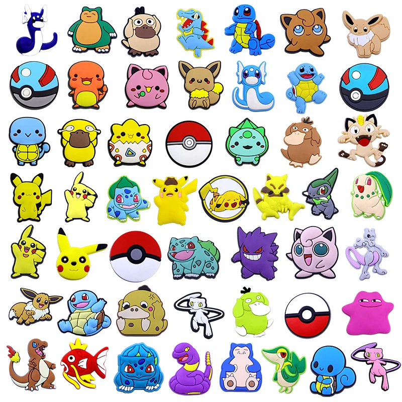 5-200PCS MINISO Pokemon รองเท้า Charms DIY PVC รองเท้ากระเป๋าอุปกรณ์เสริมสําหรับ Pok é mon ผู้ที่ชื่นชอบจี้ตกแต่งเด็กของขวัญ