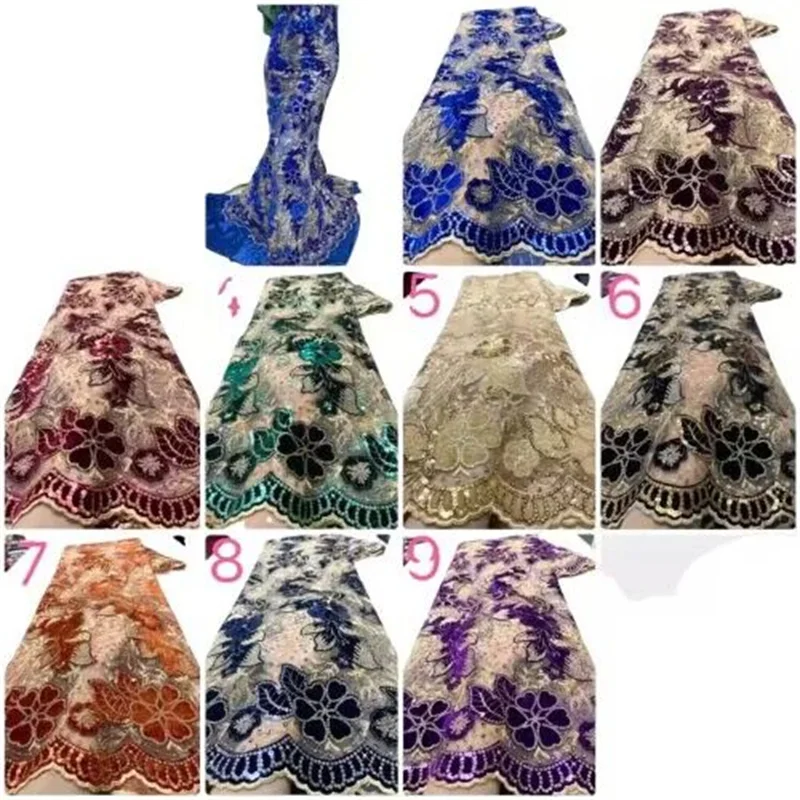 

Роскошная африканская Тяжелая бархатная свадебная ткань 2022 высококачественное нигерийское кружево с блестками французская Тюлевая Ткань для шитья платья