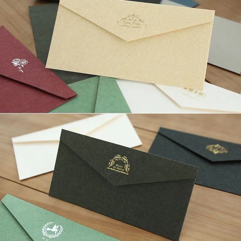 50pcs/lot Gilded Envelope 22x11cm Retro High-grade Western style Wedding Invitation Gift Packaging For Thank-you Letters Giftbox