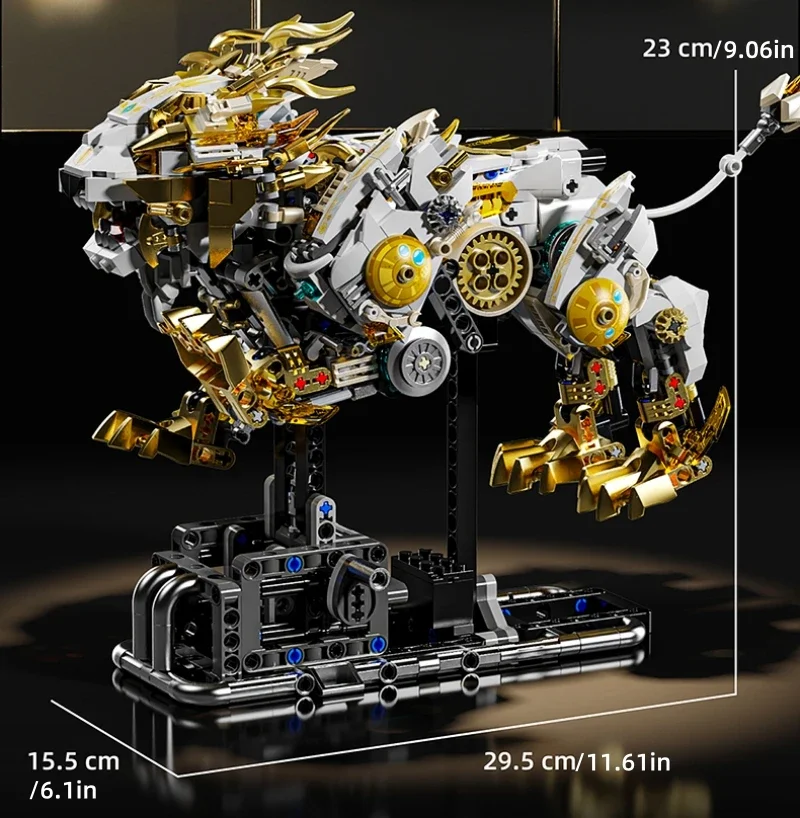 MOC Mechanical Lion Building Blocks Set Creative Technical Bricks With Movable Parts DIY Assembly Kit For Adults Children Gift