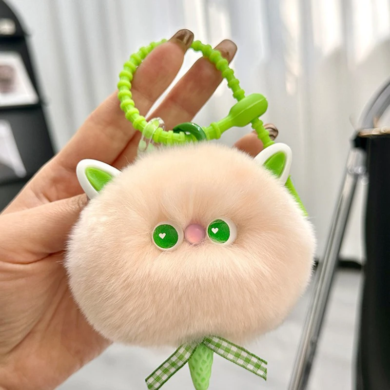 Bonito dos desenhos animados de pelúcia pequeno gato pingente chaveiro para mulheres meninas kawaii moda criativa mochila decoração acessórios presentes