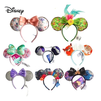 2025 mickey mouse orelhas bandana disney cartoon hairband para crianças e adultos couro de pelúcia lantejoulas cosplay meninas acessórios