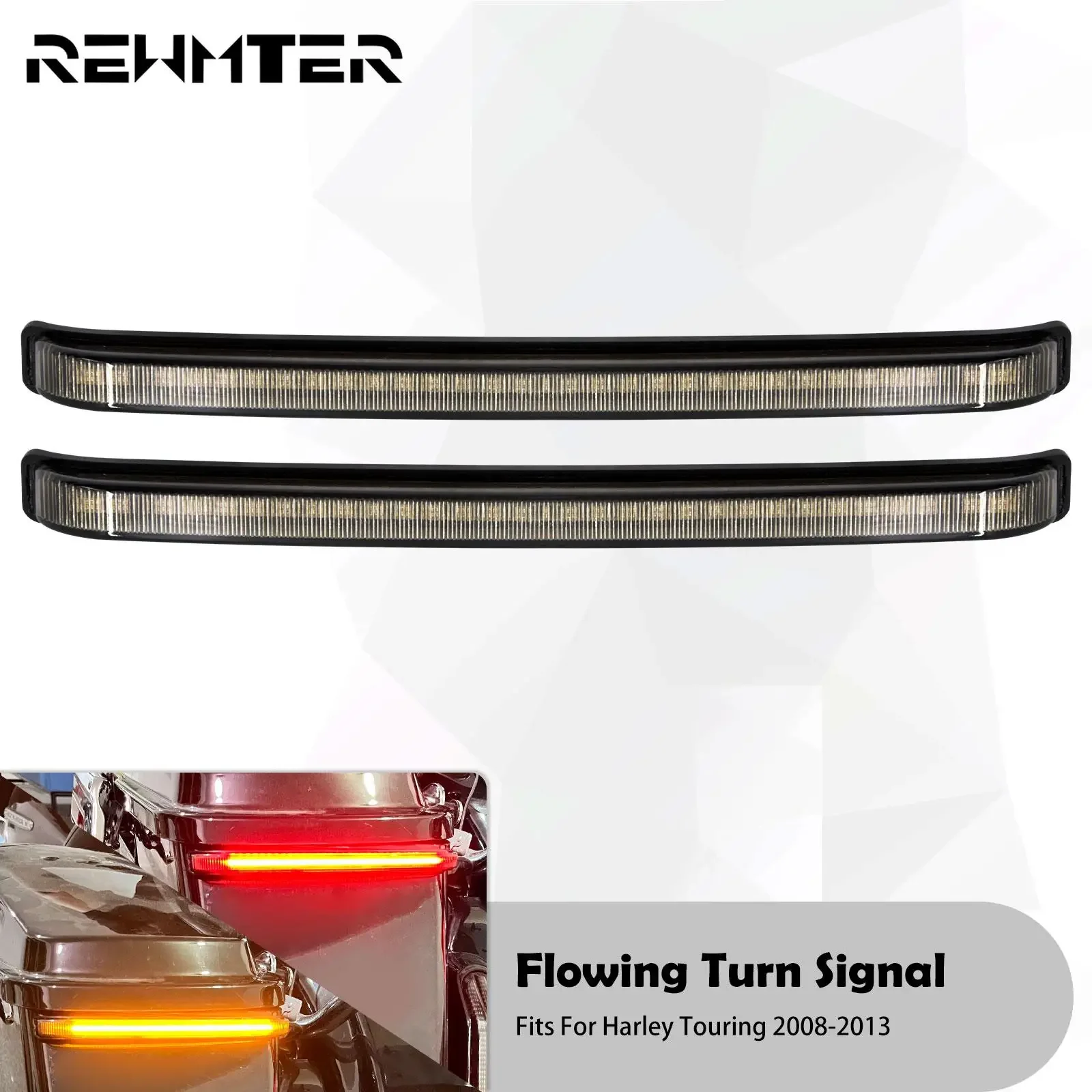 2xMotocyklowa torba podsiodłowa LED płynący hamulec kierunkowskaz lampa do jazdy dla Harley Touring Road King Street Electra Glide 08-13