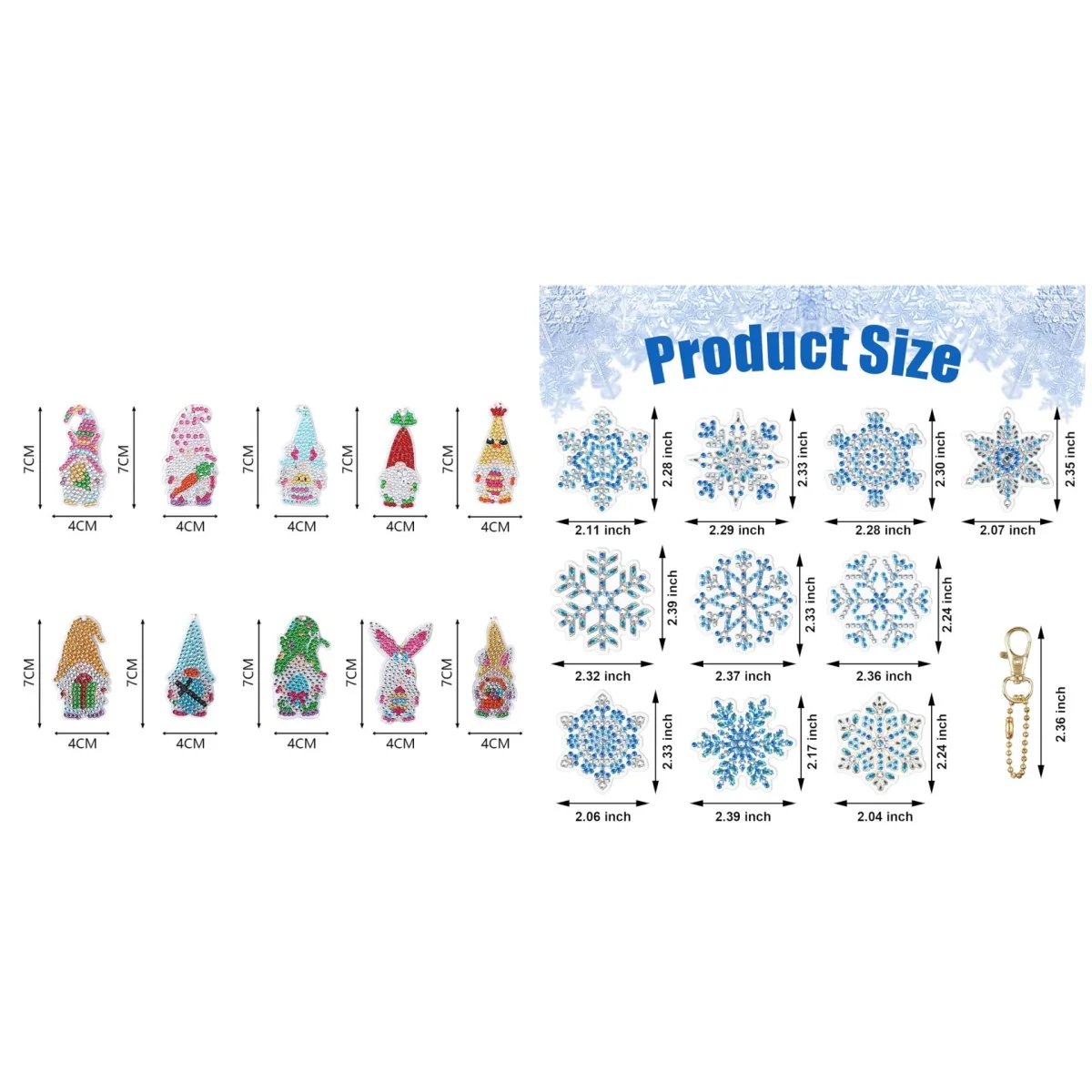 10 Pieces/Set DIY Diamond Art Painting Set, Acrylic Material, Double-Sided Santa Claus Pattern Key Chain Set