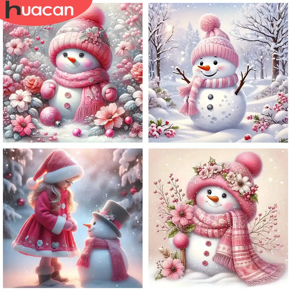 HUACAN 1 stücke Diamant Malerei Schöne Cartoon Schneemann Floral Winter Szene 5D DIY Diamant Stickerei Kits Voll Bohrer Mosaik Bild