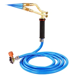 3600°F Double Head LPG Welding Torch Propane Gas Torch Air Conditioner Copper Tube Welding Gun Pig Hair Removal BBQ Fire Gun