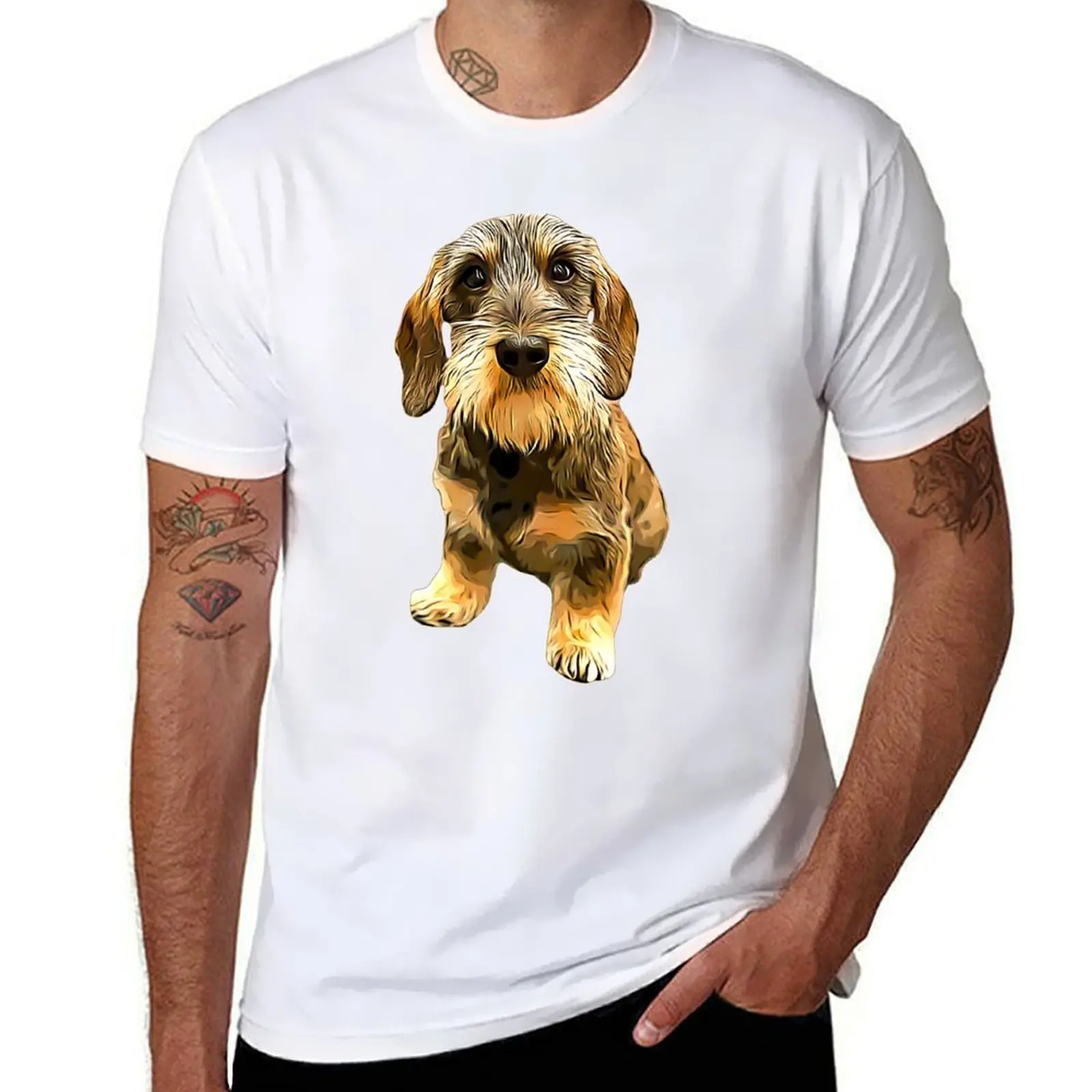 ¡Belleza del cabello con alambre de perro salchicha! Camiseta de algodón para hombre, camisetas de marca de lujo de alta calidad