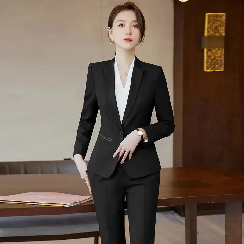 Ladies Office Work Wear Suits Formal OL Styles Pantsuits for Women Blazers Femininos Professional Career Interview Trousers Set