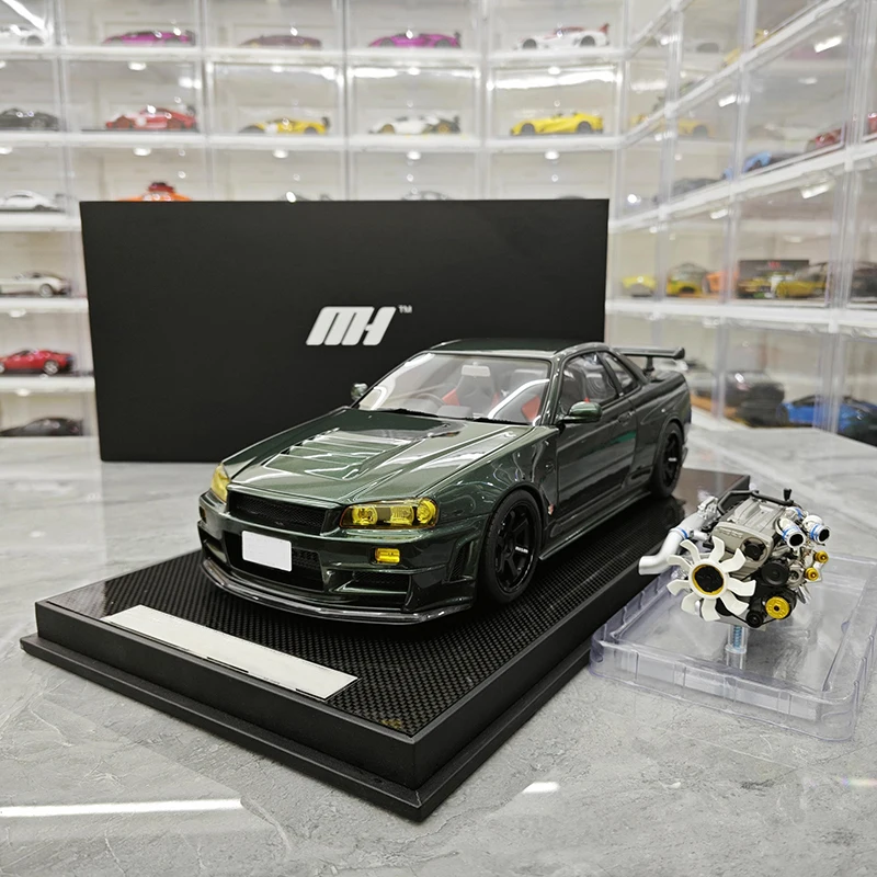 MH R34 Nismo Customized Limited Edition Simulated Resin Car Model 1 12