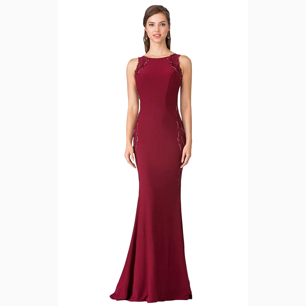 

Customized Luxury O-neck Sleveesless Evening Elegant Dresses Formal Occasion Prom Gowns Mermaid Floor Length Evening Dress