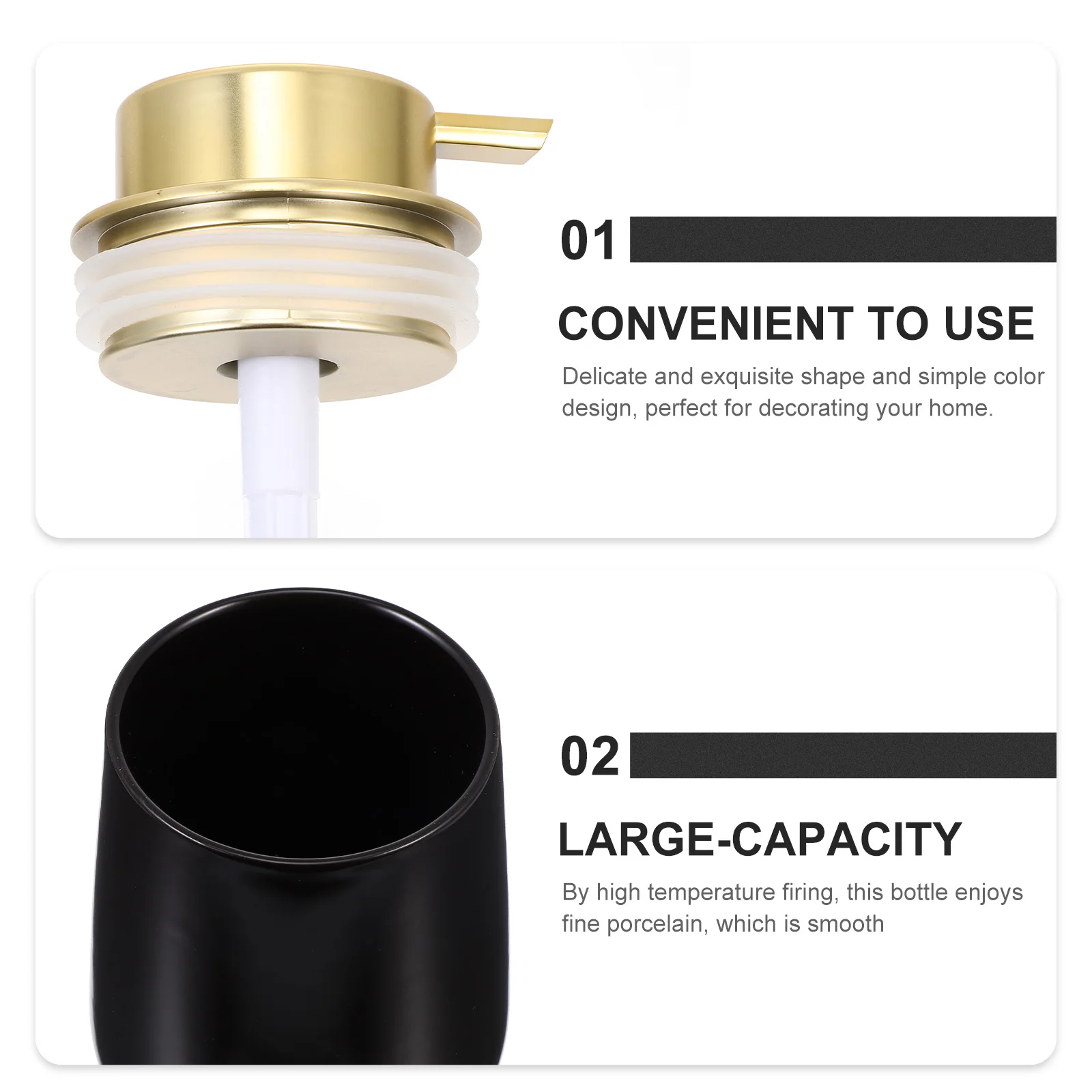 

Ceramic Press Pump Bottle Large Capacity Liquid Dispenser for Hand Soap Shampoo Lotion Reusable Bathroom Shower Gel Holder