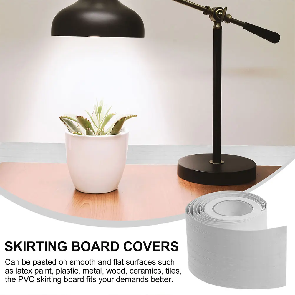 

6 Rolls Baseboard Background Wall Sticker Flexible Molding Trim Thick Skirting Tape Self-adhesive White Corner Boards