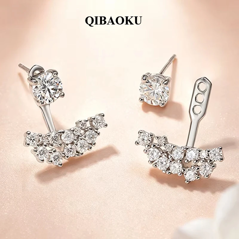 QIBAOKU D Vvs1 Test Passed Moissanite Stud Earrings for Women Real S925 Silver Sparking Wedding Party Bridal Jewelry Gifts 2026