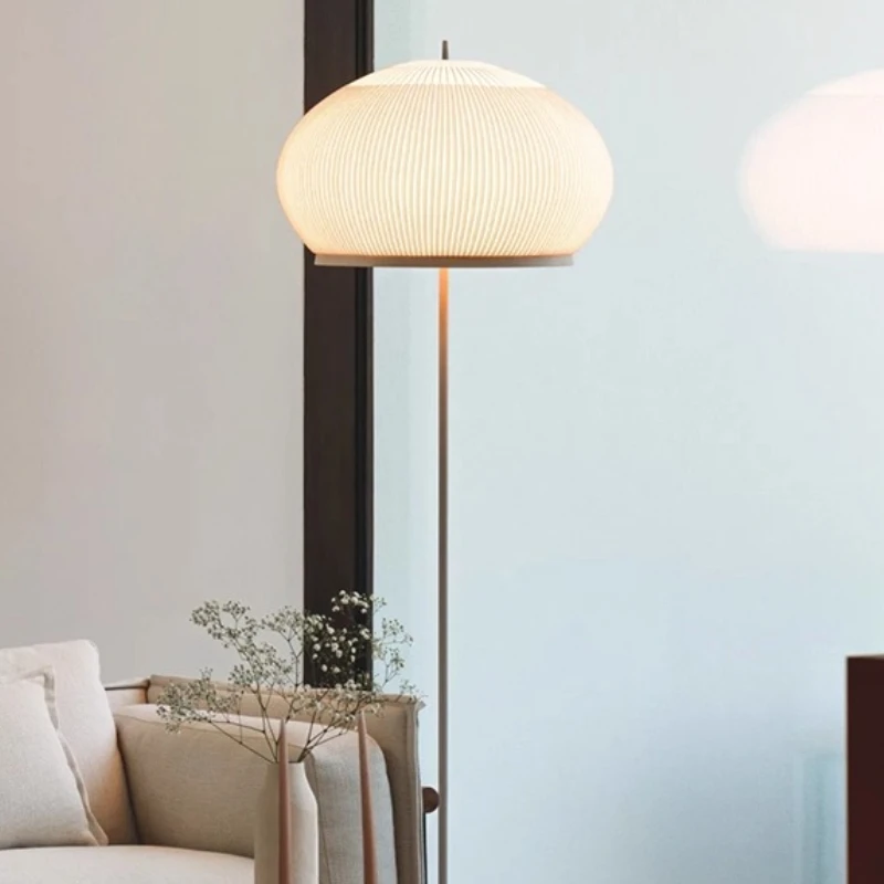 

Spain Minimalist Carbon Steel Base Floor Lamps LED Fabric Lampshade Round Standing Lights Living/Model Room Bedroom Restaurant