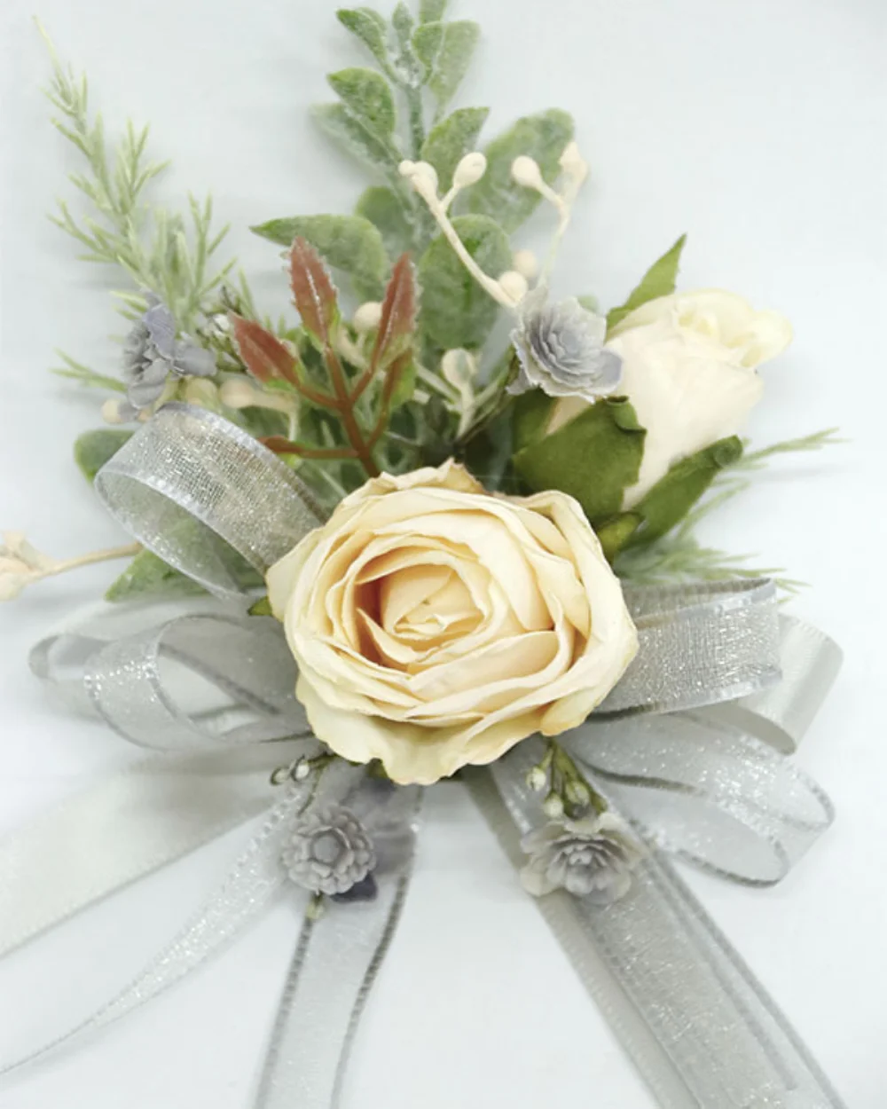 Boutonnière de Mariage de Fleurs de Champagne pour Homme, Bracelet Trempé Fait à la Main, Corsage de Poignet, GroomTIME