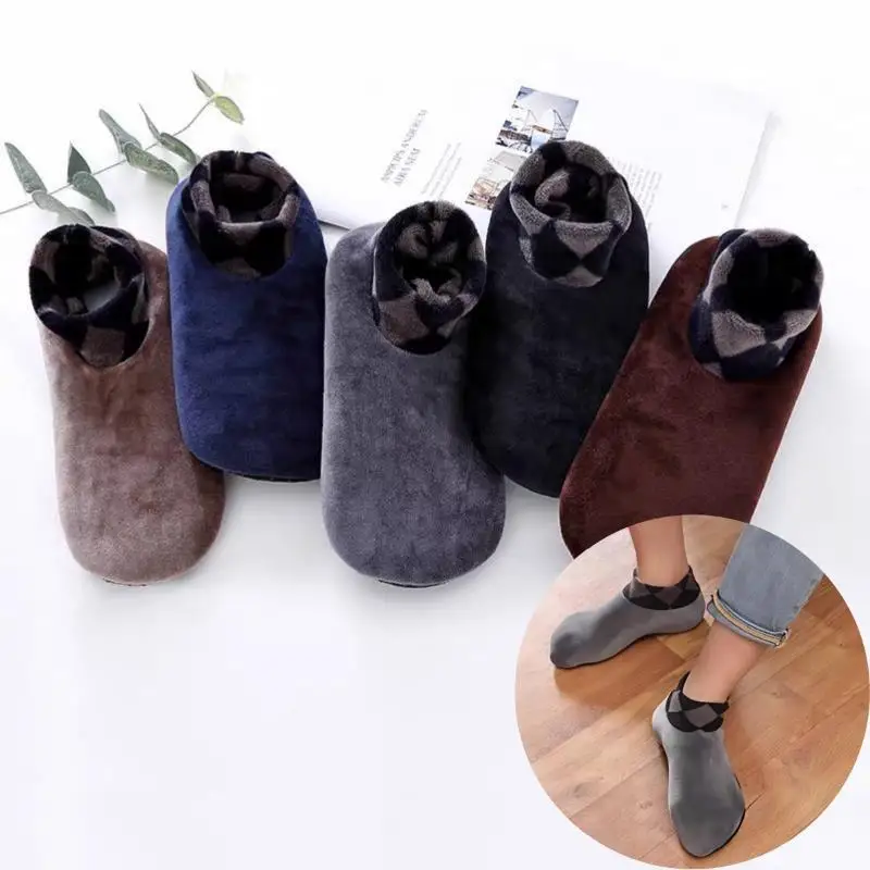 

Unisex Soft Fleece Socks Winter Warm Boot Socks Men Women Elastic Non Slip Fashion Indoor Floor Socks Slipper Ankle Socks