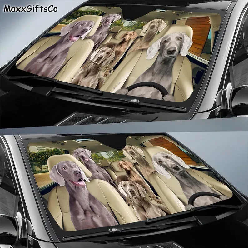 Weimaraner Car Sun Shade, Weimaraner Windshield, Weimaraner Family Sunshade, Dog Car Accessories, Car Decoration, Gift For Dad