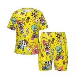 Conjunto de pijama de Bob Esponja para niños y niñas, de talla grande 4XL ropa de dormir, novedad de verano