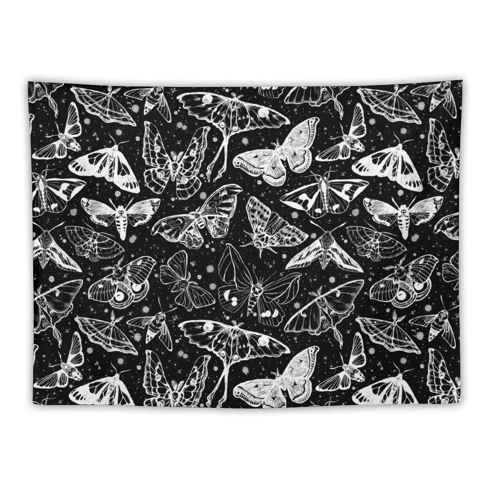 

Moth Magic on Black Tapestry Tapete For The Wall Wallpaper Tapestry Decoration Bedroom Decorative Paintings