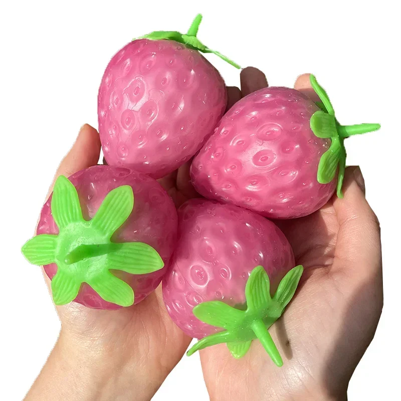 Simulated Color-changing Strawberry Squishy Kids Anti Stress Relief Ball Fidget Decompression Toys for Children Sensory Autism