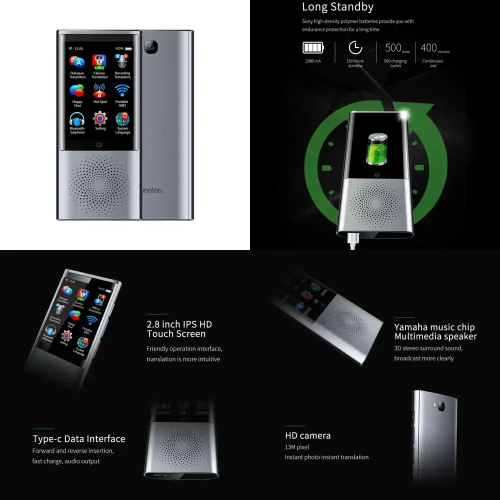 Portable Boeleo W1 45 Languages Voice Translate Smart Business Travel AI Translator for Android Smartphone for