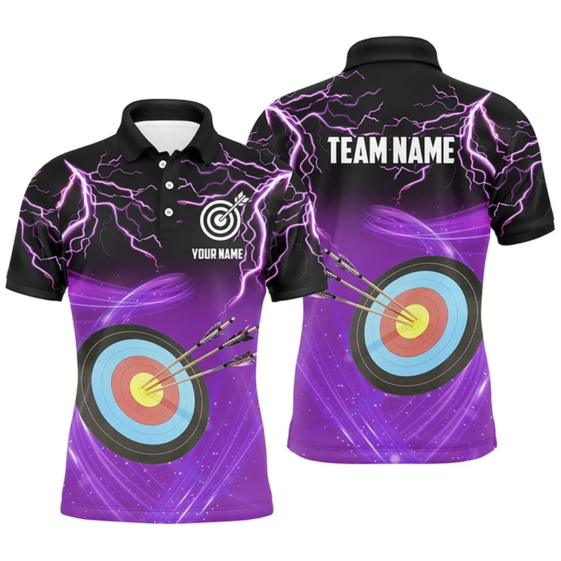 Cool Lightning Print Archery Polo Shirt Men Women Custom Name Personality Novel Sport Breathable Polo Top Summer Fashion Y2k