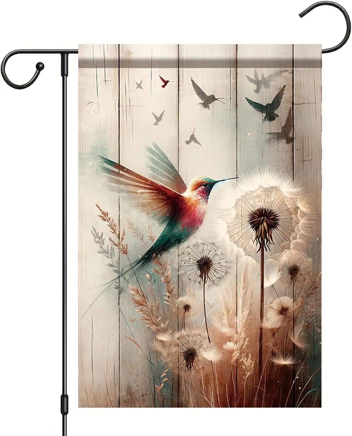Hummingbird Garden Flag 12x18 Inch Double-Sided Rustic Dandelion Yard Banner Spring Garden Flag Summer Seasonal Yard Flag Ou SSL