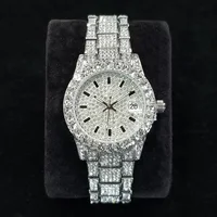 Elegant Diamond Watches Female Fashion Silver Round Stainless Steel Quartz Watch Iced Out Shiny Waterproof Clock Gift for Women