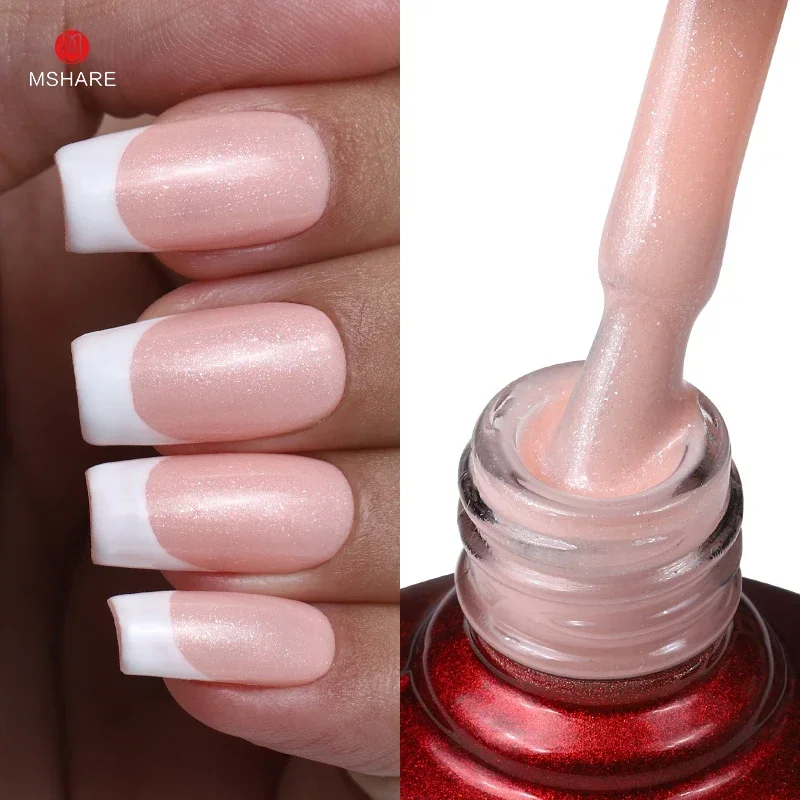 MSHARE Milchrosa Gummibasisgel Camouflage Color Coat Soak Off Nails Gels Lack Lack 10 ml UV-LED-Gel-Nagellack TPO-freies Gel